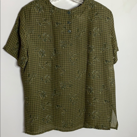 Vintage 80s Rena Rowan Saville skirt top 2 Piece green print set plus size 14 - Picture 6 of 10